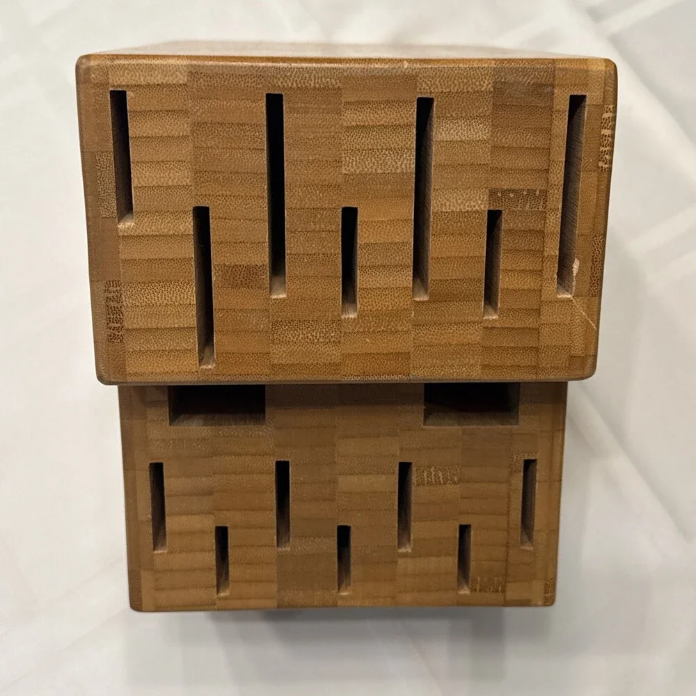 Pampered Chef Professional Wooden Knife Block 16 Slot Bamboo Retired